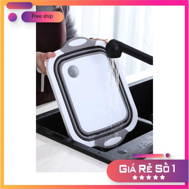 Chậu gấp gọn kiêm thớt và rổ đựng đa năng loại LỚN 3in1 Đa Năng Tiện Dụng