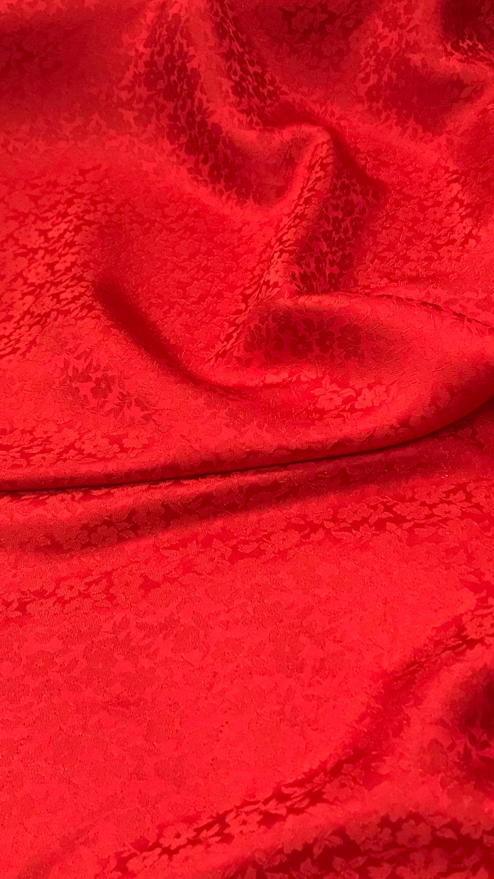 Vải Lụa Tơ Tằm Palacesilk hoa mai màu đỏ may áo dài, dệt thủ công#mềm mượt#nhẹ#thoáng mát, khổ rộng 90cm