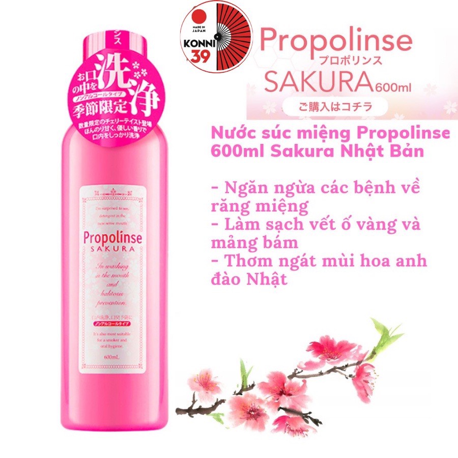 Nước súc miệng Propolinse Nhật Bản giúp làm sạch và giảm mảng bám 600ml