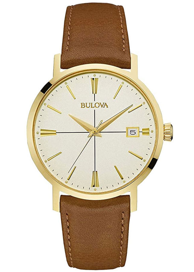 Đồng Hồ Nam Bulova Dây Da 97B151 - Mặt Vàng