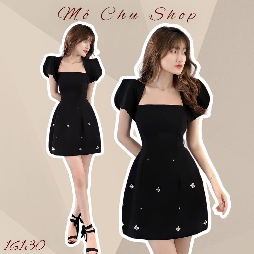 Đầm xòe tay phồng đính đá