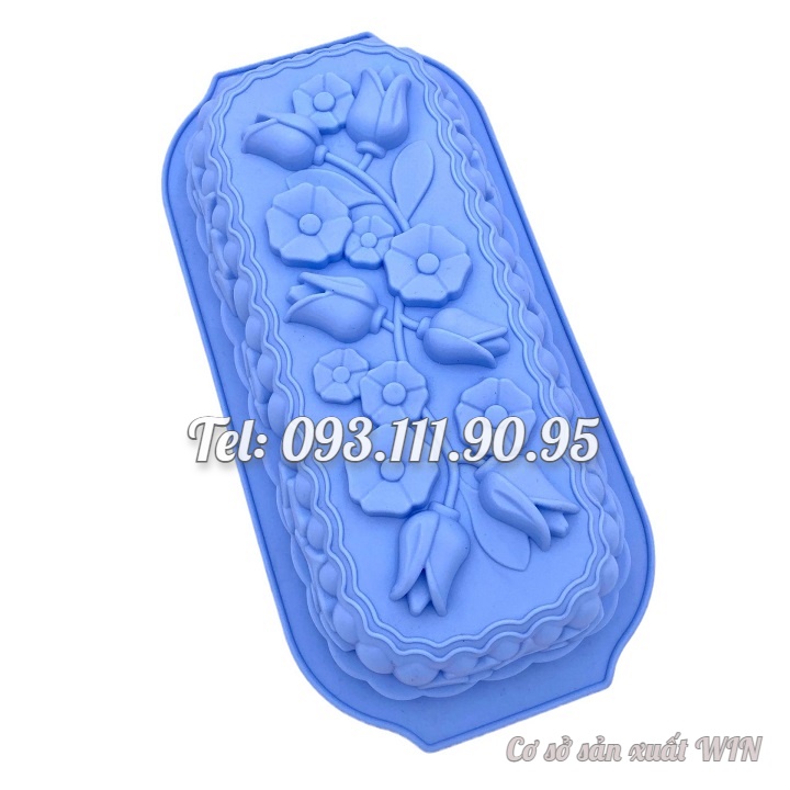 Khuôn silicon làm đế bánh, rau câu, bánh mì hình chữ nhật các loại hoa - Loại 32 cm - Mã số 1127