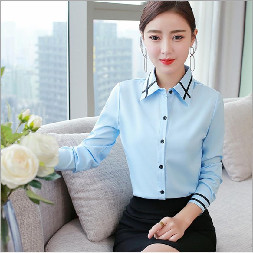 Áo sơ mi nữ trơn cổ và tay phối kẻ sọc đen sm147