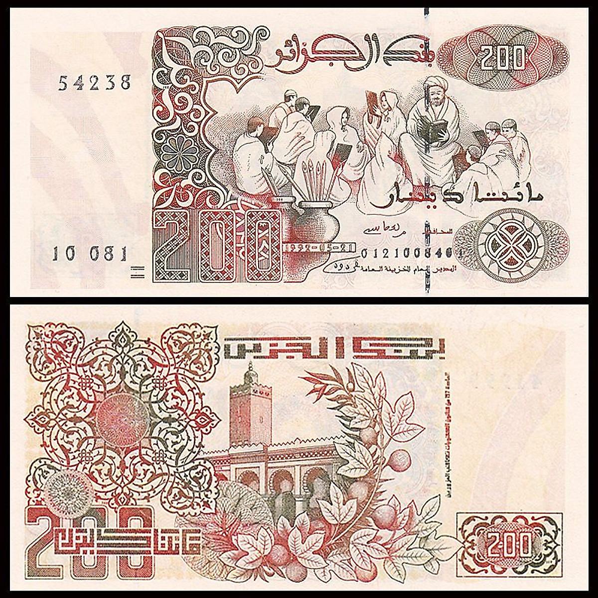 Tờ Tiền châu Phi 200 Francs Algeria sưu tầm - Mới 100% UNC - tiền châu Phi, sưu tầm