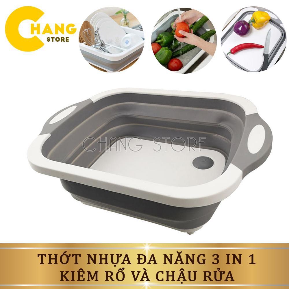 Thớt Nhựa Đa Năng 3 Trong 1 Kiêm Rổ Đựng và Chậu Rửa Tiện Dụng