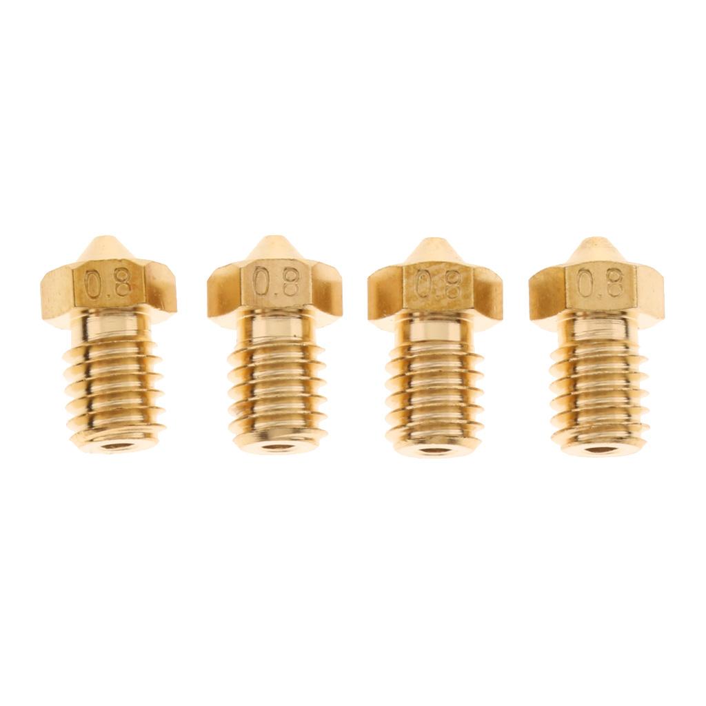 4x 0.8mm Extruder Brass Nozzle Print Head for 1.75mm 3D Printers Accessories