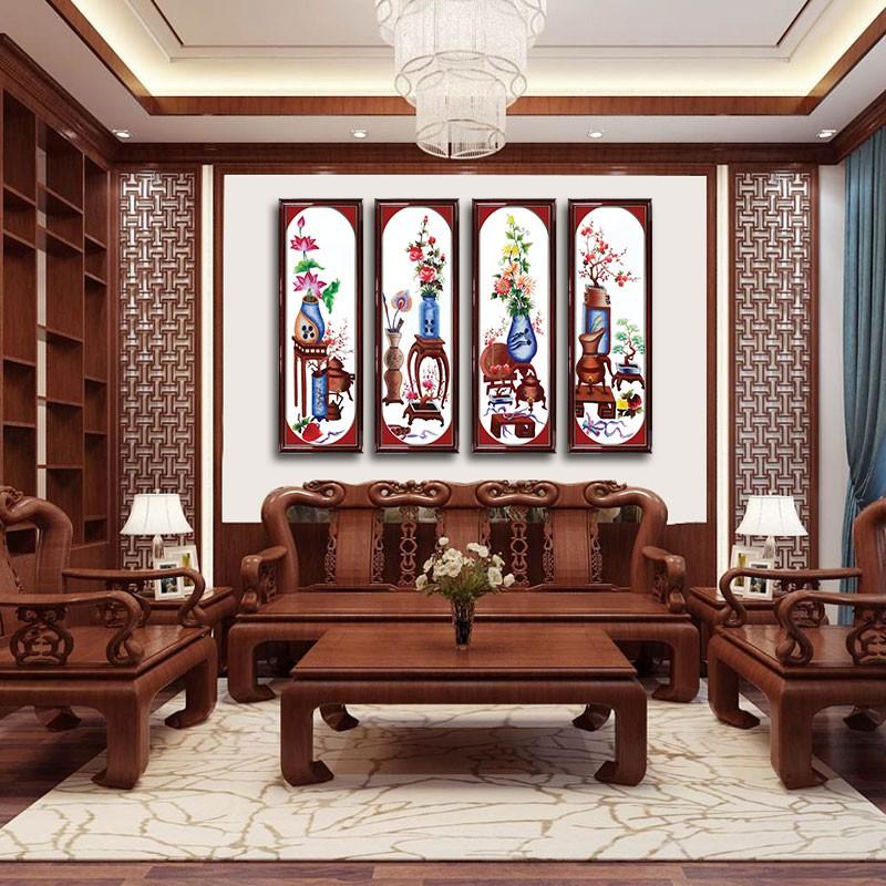Bộ 4 tranh tứ quý phong thủy tuyệt đẹp W824