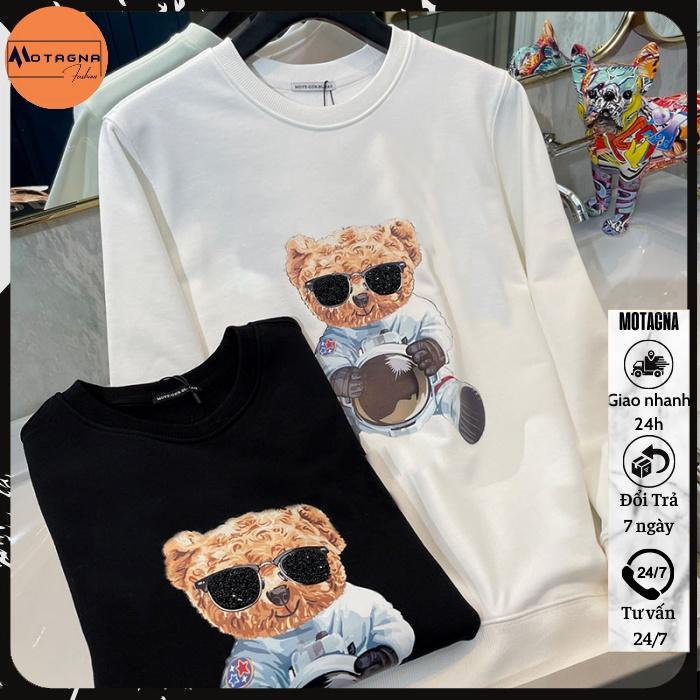 Áo thu đông nam dáng ôm, Áo sweater cao cấp chất đẹp in Gấu Đeo Kính mã NZ655