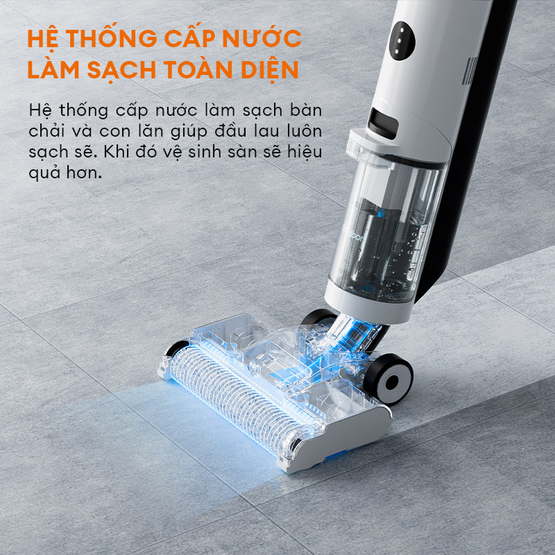 Máy lau nhà hút bụi không dây Gaabor VCF8T-WH01A lực hút 9000PA tự làm sạch thông minh - Hàng chính hãng