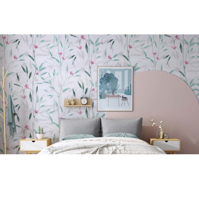 Combo 10 mét giấy dán tường, decal dán tường trang trí nhà cửa HOA NHÍ LÁ XANH khổ 45cm