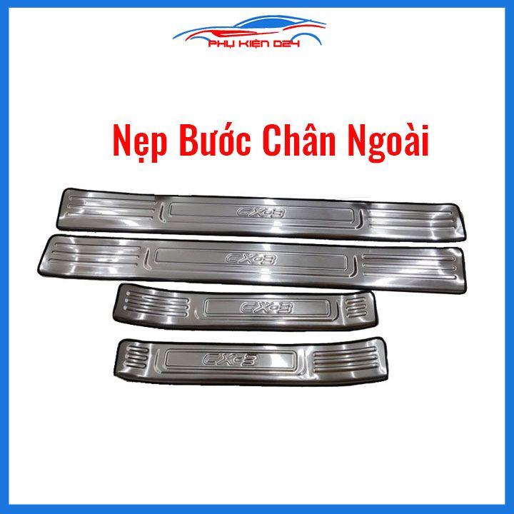 Ốp bậc cửa, nẹp bước chân INOX cho xe Mazda CX3, CX-3 2021-2022-2023