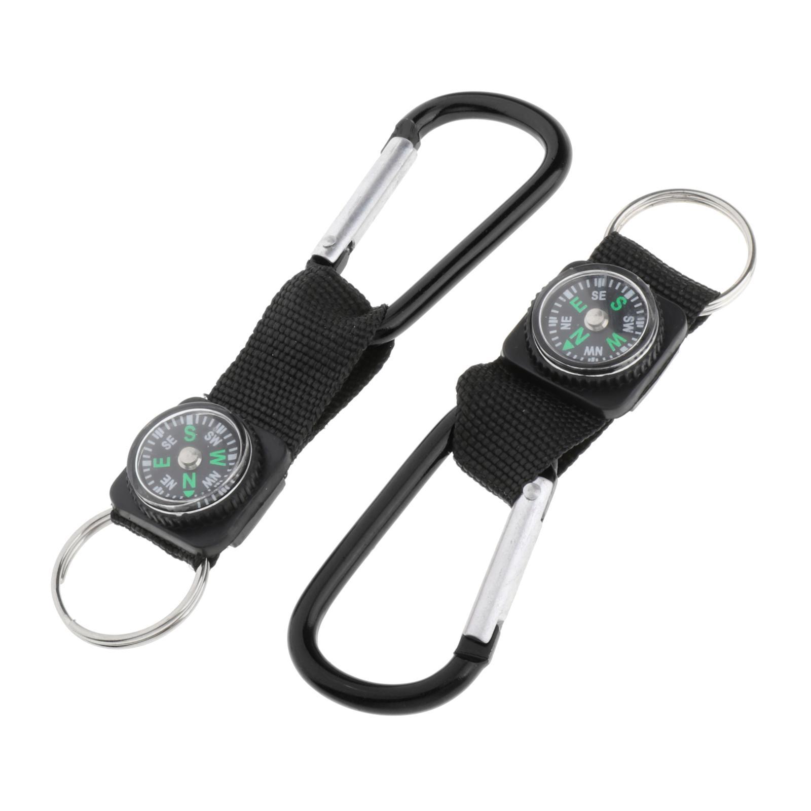 10Pcs Camping Carabiner Compass Keyring Climbing Equipment Black