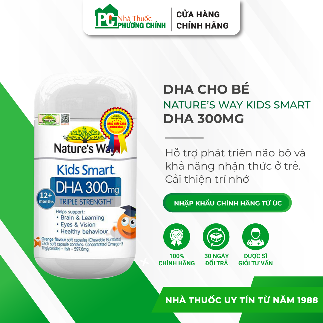 Viên Nhai DHA Cho Bé Nature's Way Kids Smart DHA 300mg Triple Strength (50 viên)
