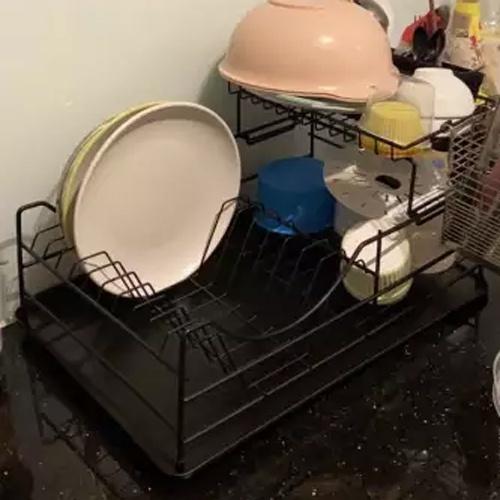 Kệ chén dĩa 2 tầng bằng sắt Lock&Lock 2 Tier Dish Rack LDR206BLK - Hàng chính hãng, dễ lắp đặt - Hapos
