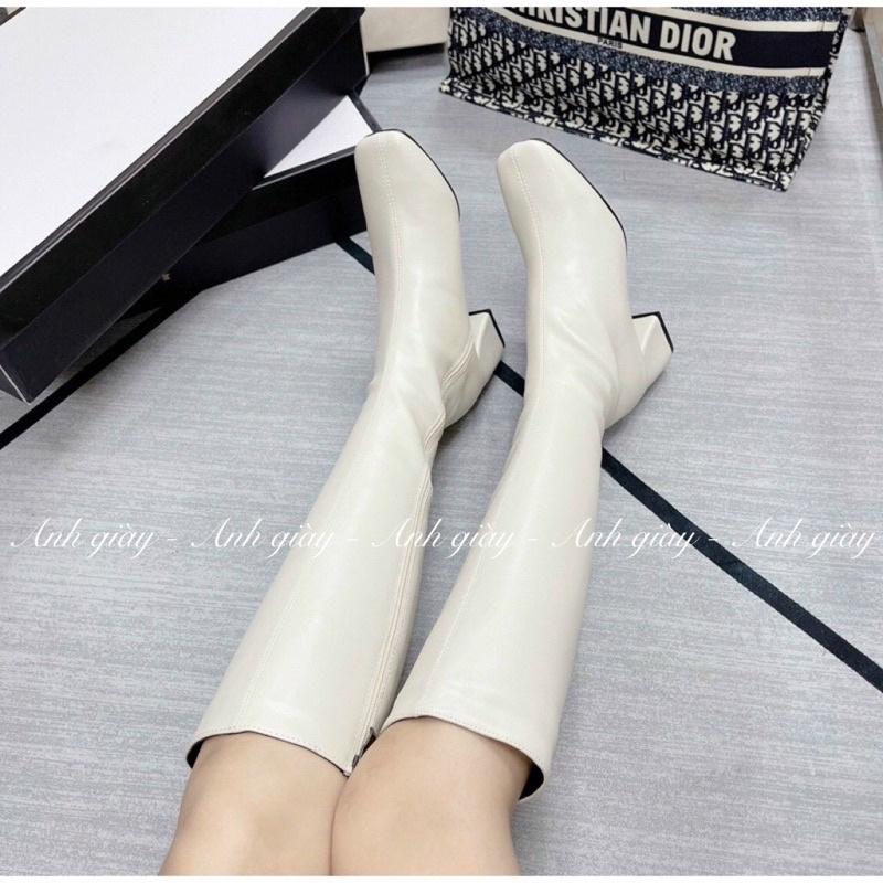 B21 - Bốt đùi dưới gối da lì mũi vuông khoá cạnh MIJiLi hàng QCCC loại 1 full box