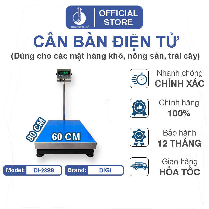Cân Bàn Điện Tử DI28SS - Mặt Bàn Cân 600x800MM - Đầu Chống Nước