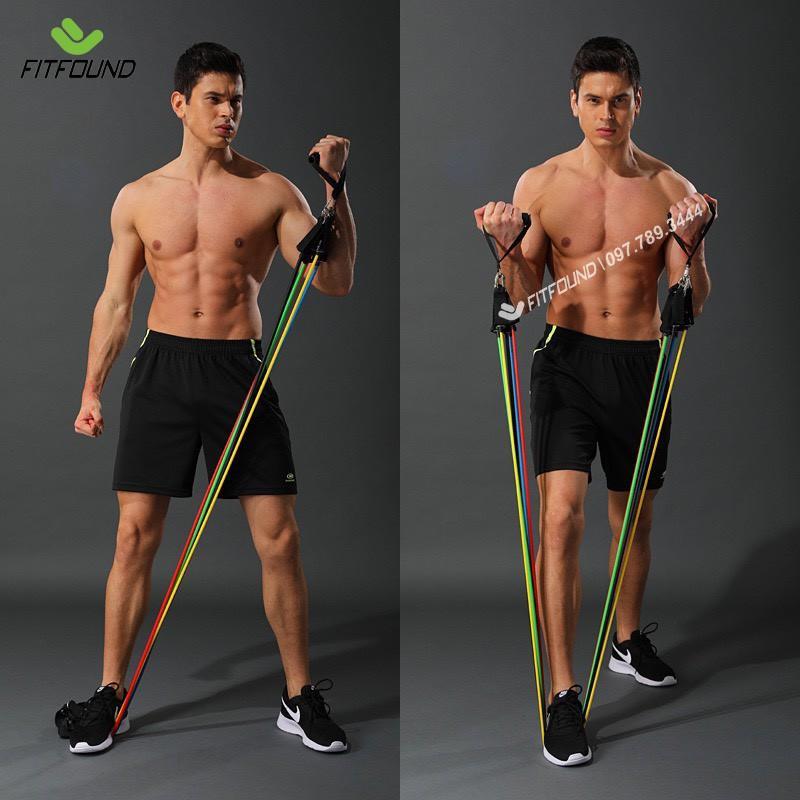 Bộ 5 Dây Ngũ Sắc Cao Su Đàn Hồi Kháng Lực Tập Thể Hình - Dụng Cụ Tập Gym - Hàng Loại 1