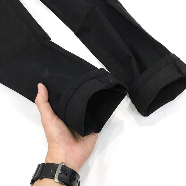 Quần Jean Nam Đen Trơn Rách Gối