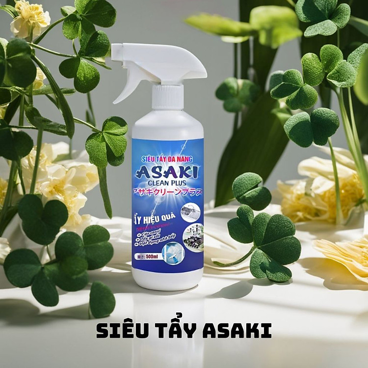Tẩy Cặn Canxi Nhà Tắm Tẩy Ố Kính Gạch Men ASAKI Nước Tẩy Rửa Đa Năng Siêu Tẩy Dầu Mỡ 500ml