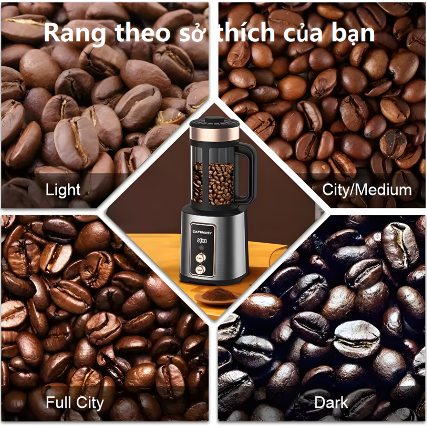 Máy rang hạt cà phê công nghệ gia nhiệt không khí thương hiệu Cafemasy CCR-1209R2 - Hàng Nhập Khẩu