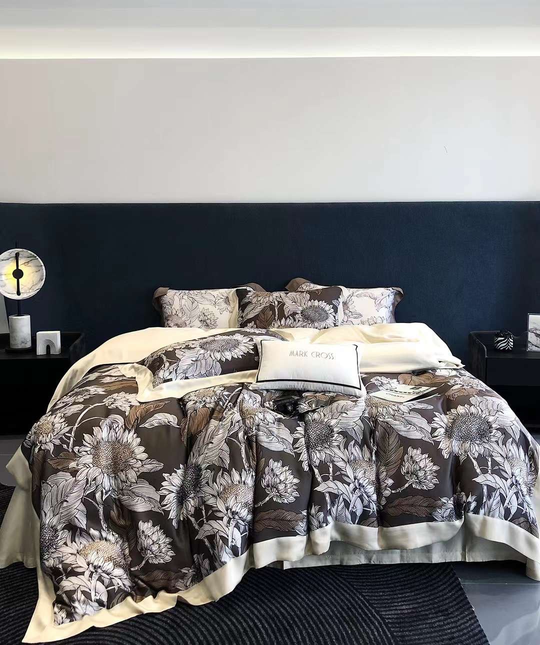 Drap Giường Tencel 100s Markcoss Bộ Chăn Ga Gối Đệm 5 Món Chăn Chần Bông Lụa Nhà Hin Home Bedding