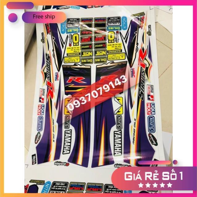 Tem rời sirius chữ R dán xe bạc tím tem 3 lớp ko bay màu bảo hành màu sắc vĩnh viễn