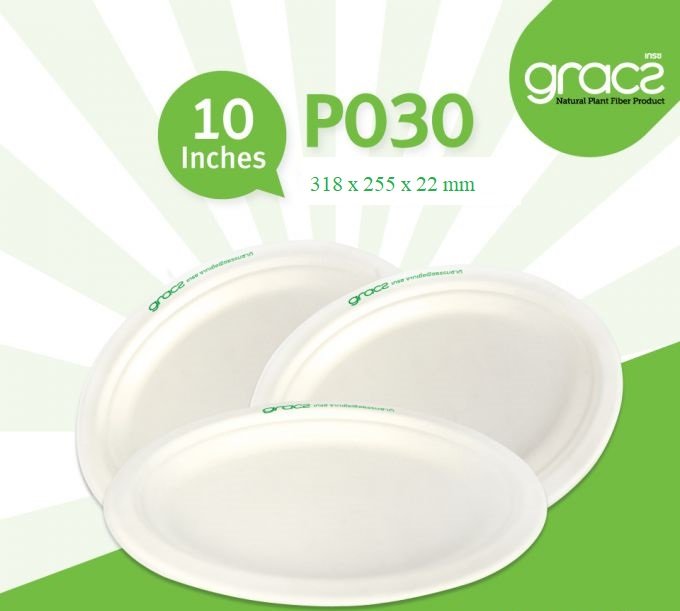 Dĩa giấy hột xoài bã mía Thái Lan 10 inch (10 cái/xấp) - thương hiệu Gracz