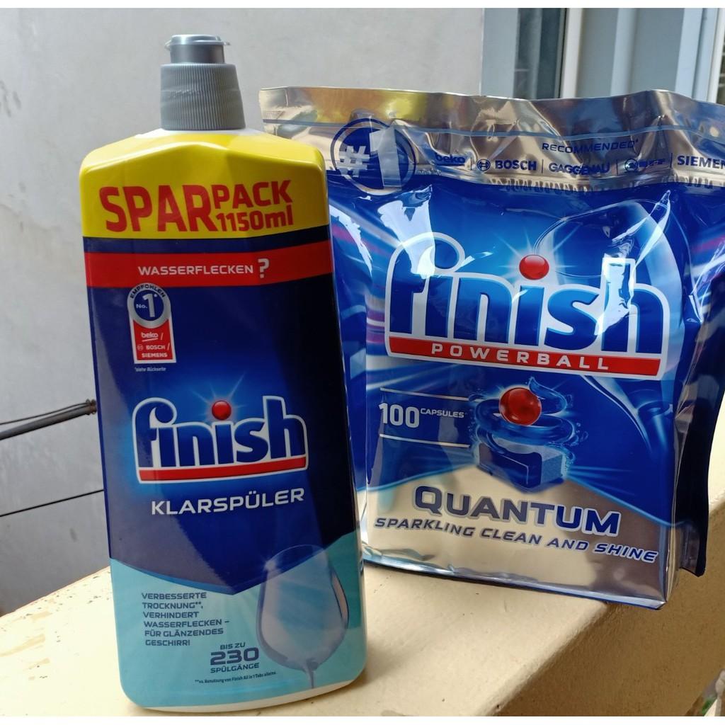Nước làm bóng Finish 750ml làm bóng và khô chén bát + Tặng viên rửa bát Finish