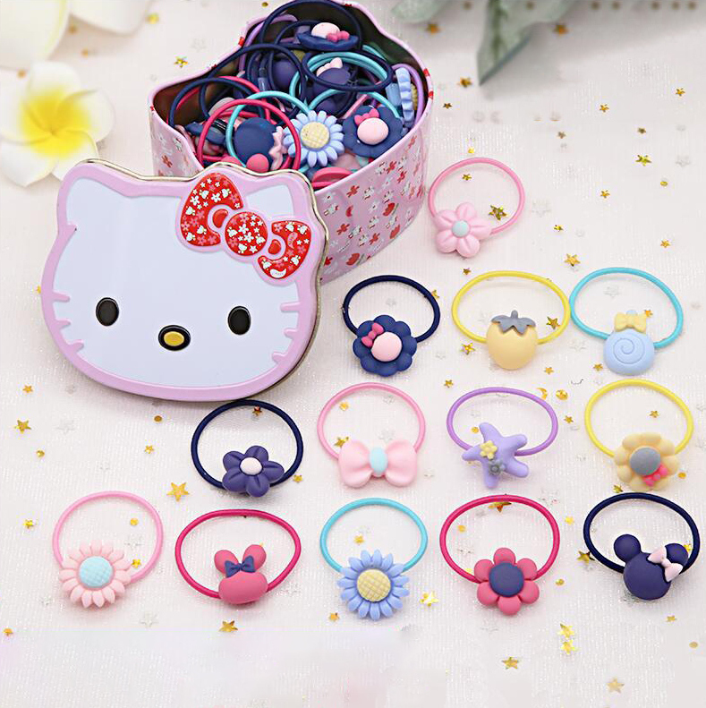 Hộp 40 Dây Thun Cột Tóc Hình Mèo Kitty Cho Bé