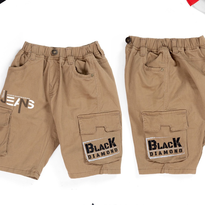 Quần Kaki bé trai size đại 8-16 tuổi túi hộp in chữ JEANS, Quần ngố cho bé vải mềm kiểu dáng khỏe khắn thời trang