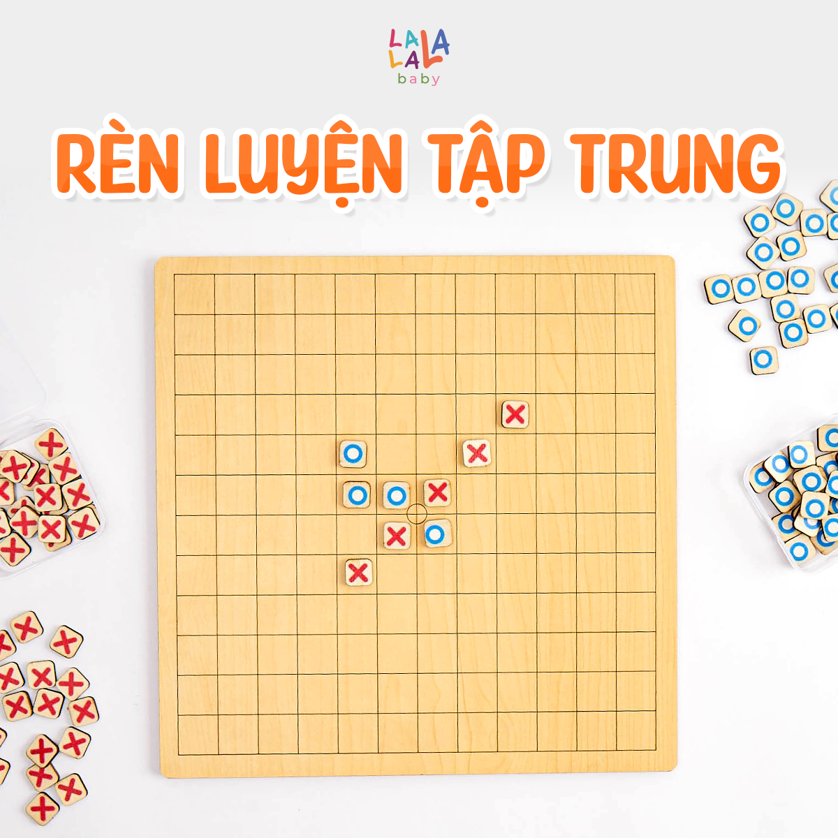Đồ chơi cờ Lala Boardgame 2in1 - Bộ cờ gỗ 2 mặt cờ caro và cờ cá ngựa - Lalala baby
