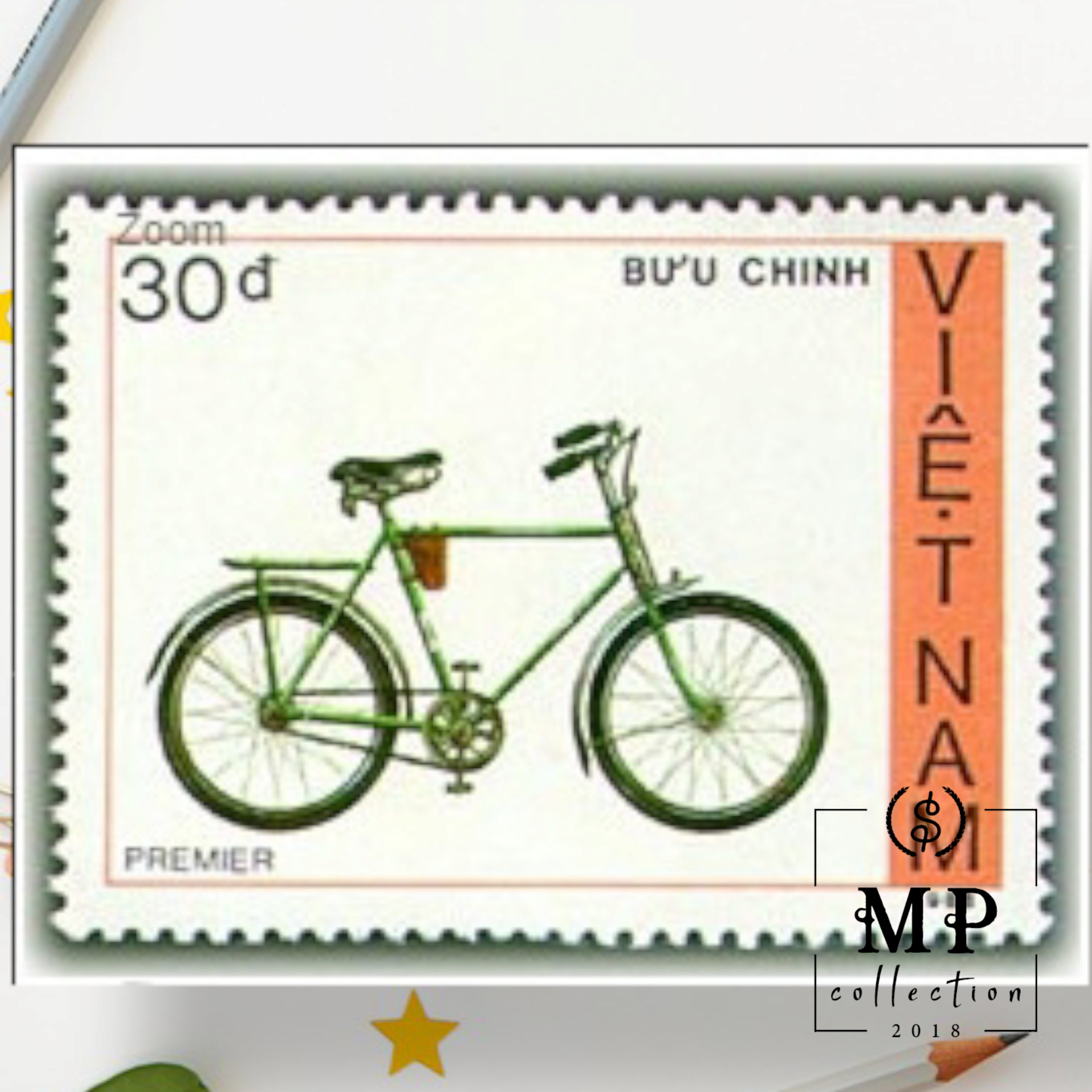 Tem sưu tập MS 566 Tem CTO Việt Nam Xe đạp 1989