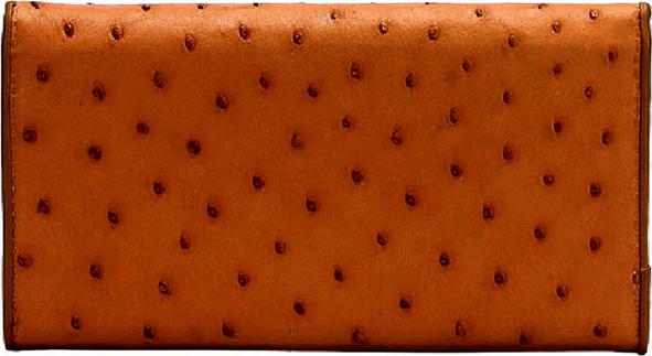 Ví Nữ Da Đà Điểu 3 Gấp Huy Hoàng HT3409 (19 x 10.5 cm) - Vàng Bò