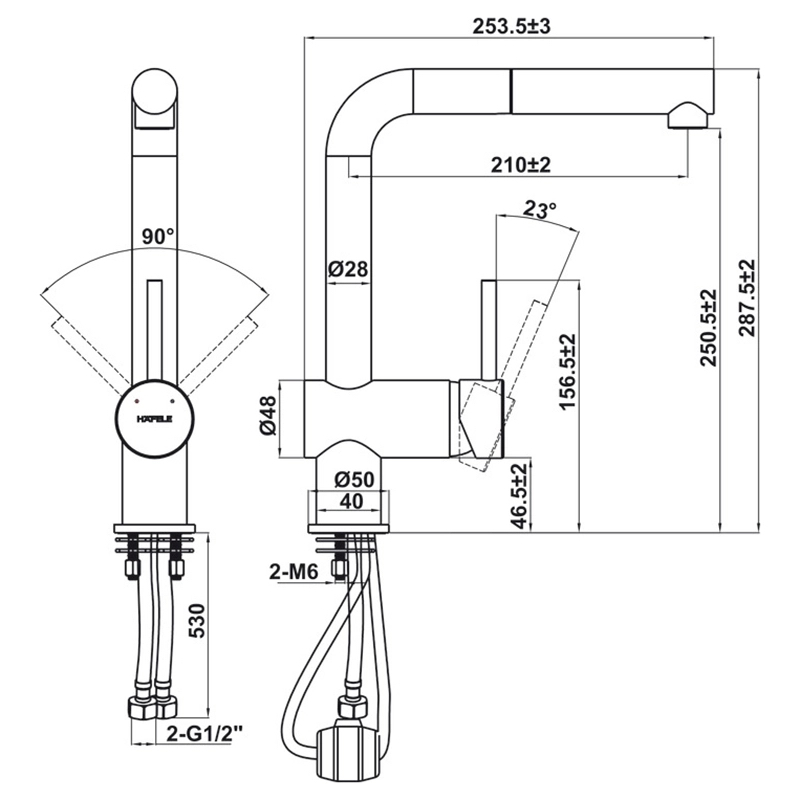 Vòi bếp Hafele HT21-GH1P254 - Màu xám - 577.55.590