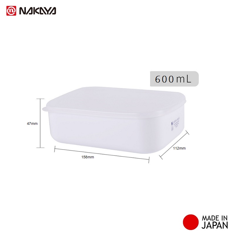 Hộp đựng & bảo quản thực phẩm White Pack 600ml ( hình chữ nhật ) thích hợp dùng trong lò vi sóng - Hàng nội địa Nhật Bản