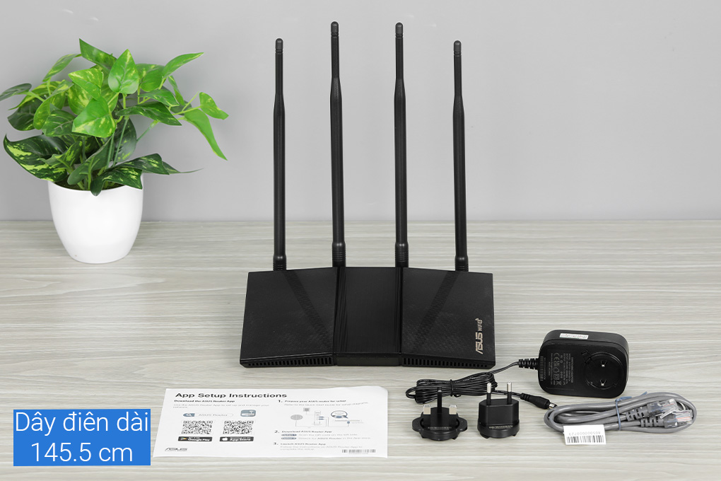 Bộ Phát Sóng Wifi Router Chuẩn Wifi 6 Asus AX1800HP - Hàng chính hãng - Đen