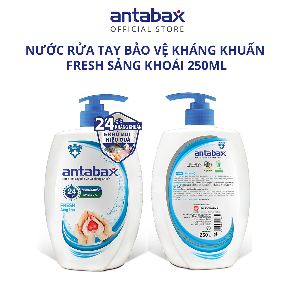 Nước Rửa Tay Bảo Vệ Da Kháng Khuẩn Antabax Fresh Sảng Khoái 250ml