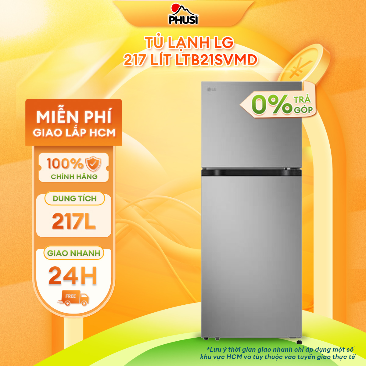Tủ lạnh LG 217 lít LTB21SVMD [Giao lắp miễn phí HCM] Hàng Chính Hãng, Mới 100%