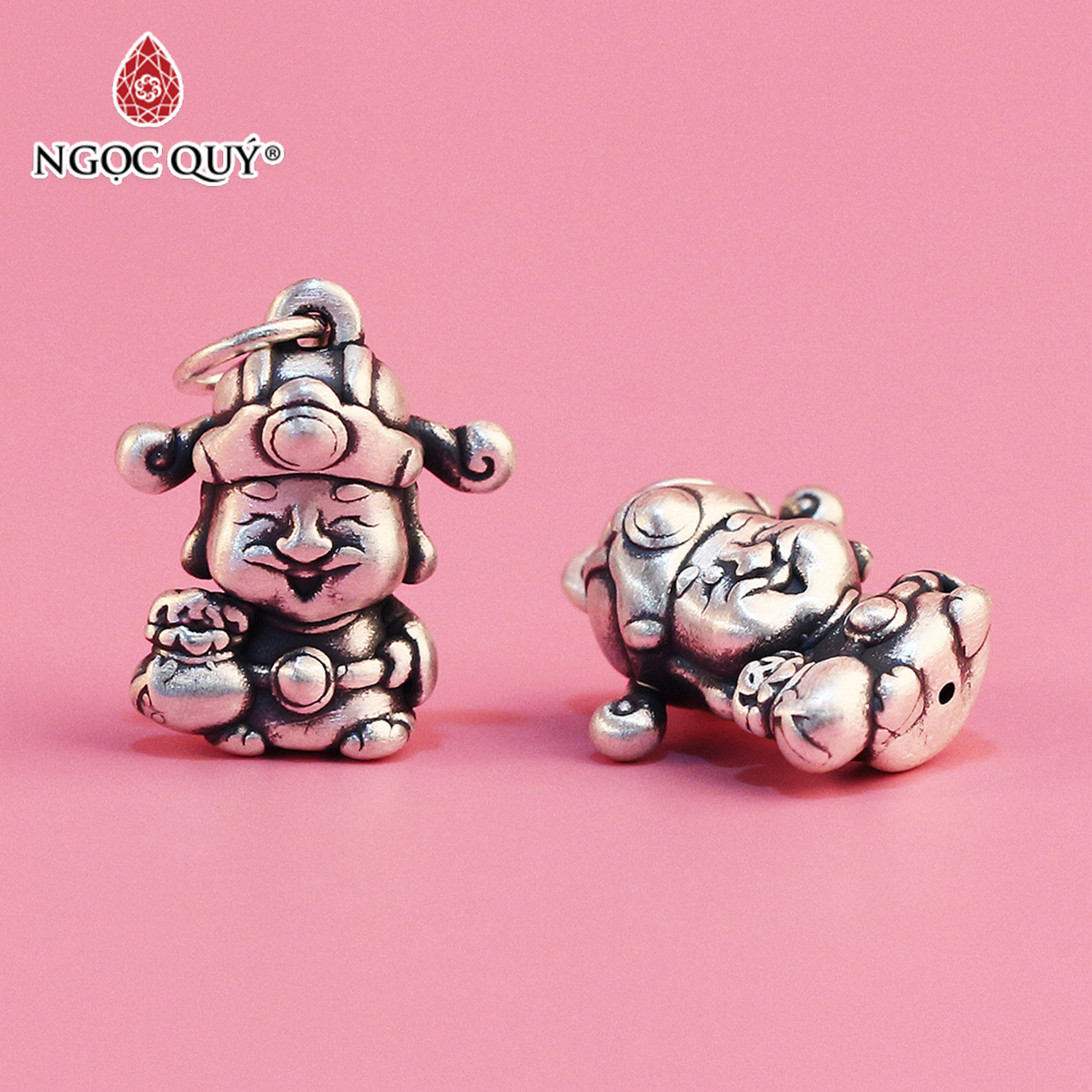 Charm treo bạc 3D thần tài may mắn - Ngọc Quý Gemstones
