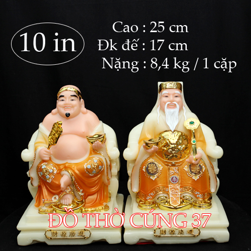 TƯỢNG THẦN TÀI THỔ ĐỊA ÁO VÀNG CAM - BỘT ĐÁ CAO CẤP HÀNG ĐÀI LOAN