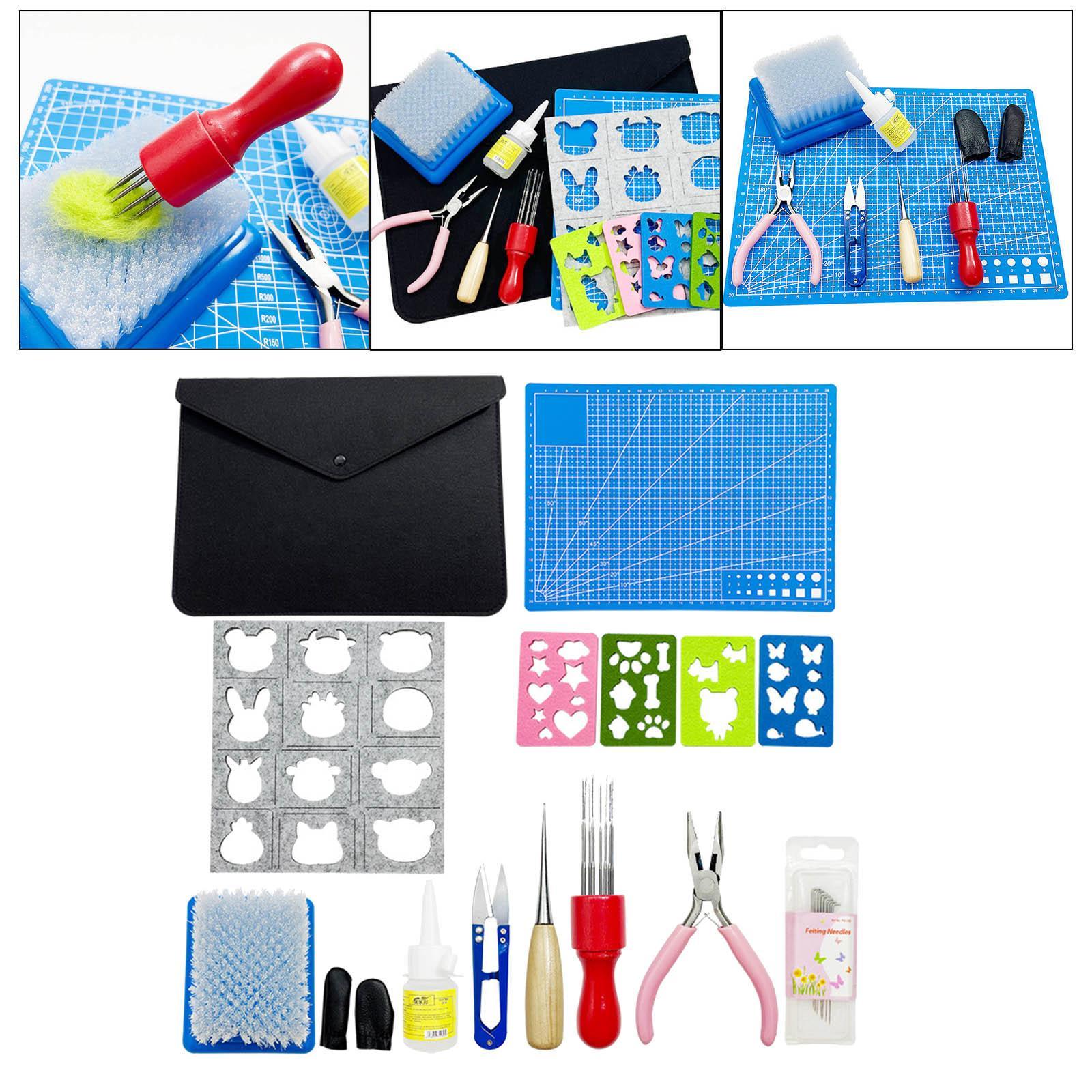 Needle Felting Starter Kit with Felt Bag Wool Felt Mold for Handicraft Lover