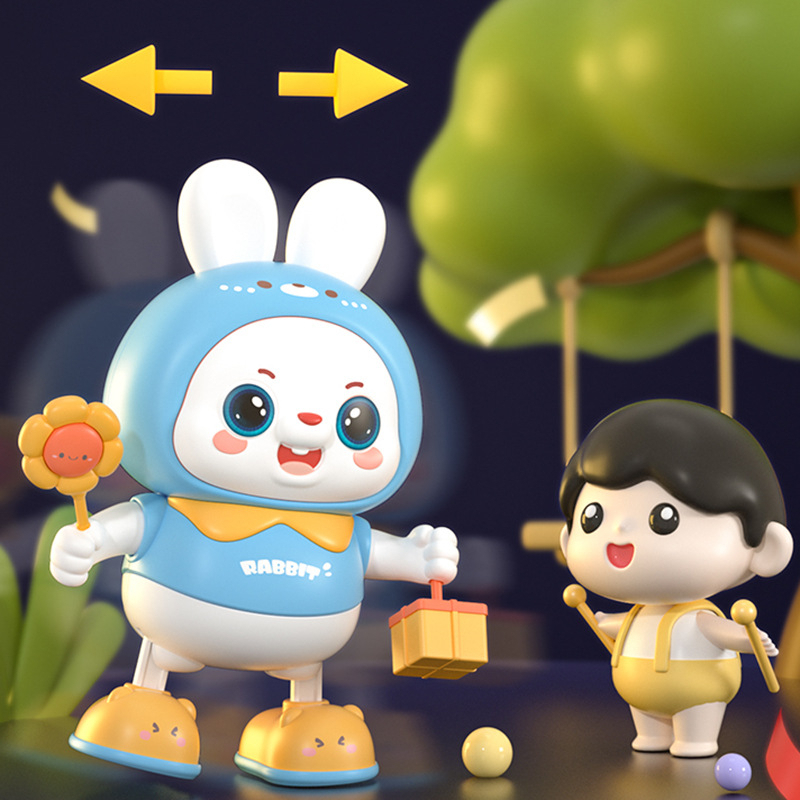 Đồ chơi thỏ robot nhảy múa có đèn nhạc di chuyển vui nhộn an toàn cho bé trai gái, quà tặng sinh nhật cho bé