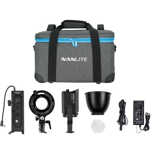 Combo Nanlite Forza 60 LED Monolight Kit bao gồm NPF Battery Grip và ngàm Bowens S-Mount - Hàng Chính Hãng