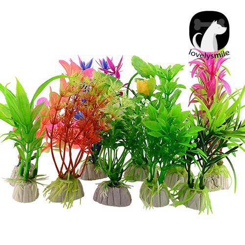 Set 5-10 cây cỏ nhựa thuỷ sinh cây nhựa mini trang trí bể cá phụ kiện thiết bị bể cá cảnh quan bể cá