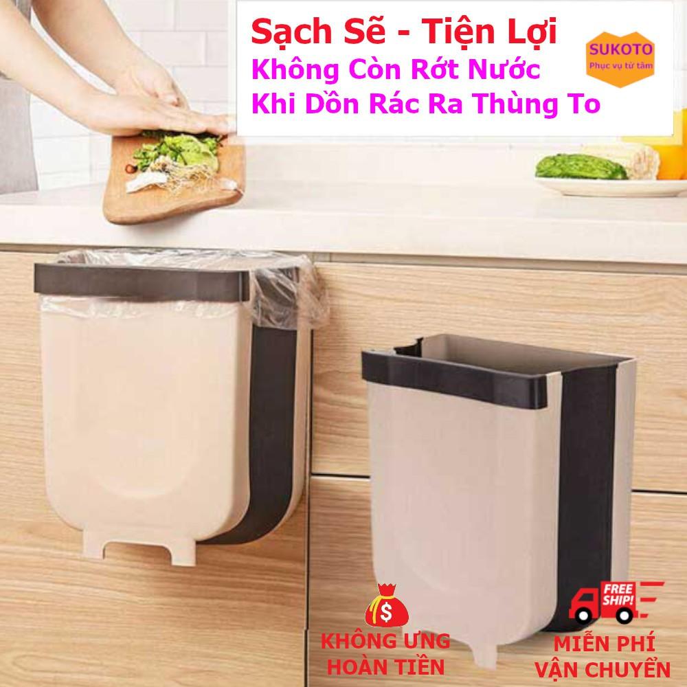 Thùng Rác Thông Minh Gấp Gọn Cài Cánh Tủ Bếp - Phiên Bản Mới Thiết Kế Gấp