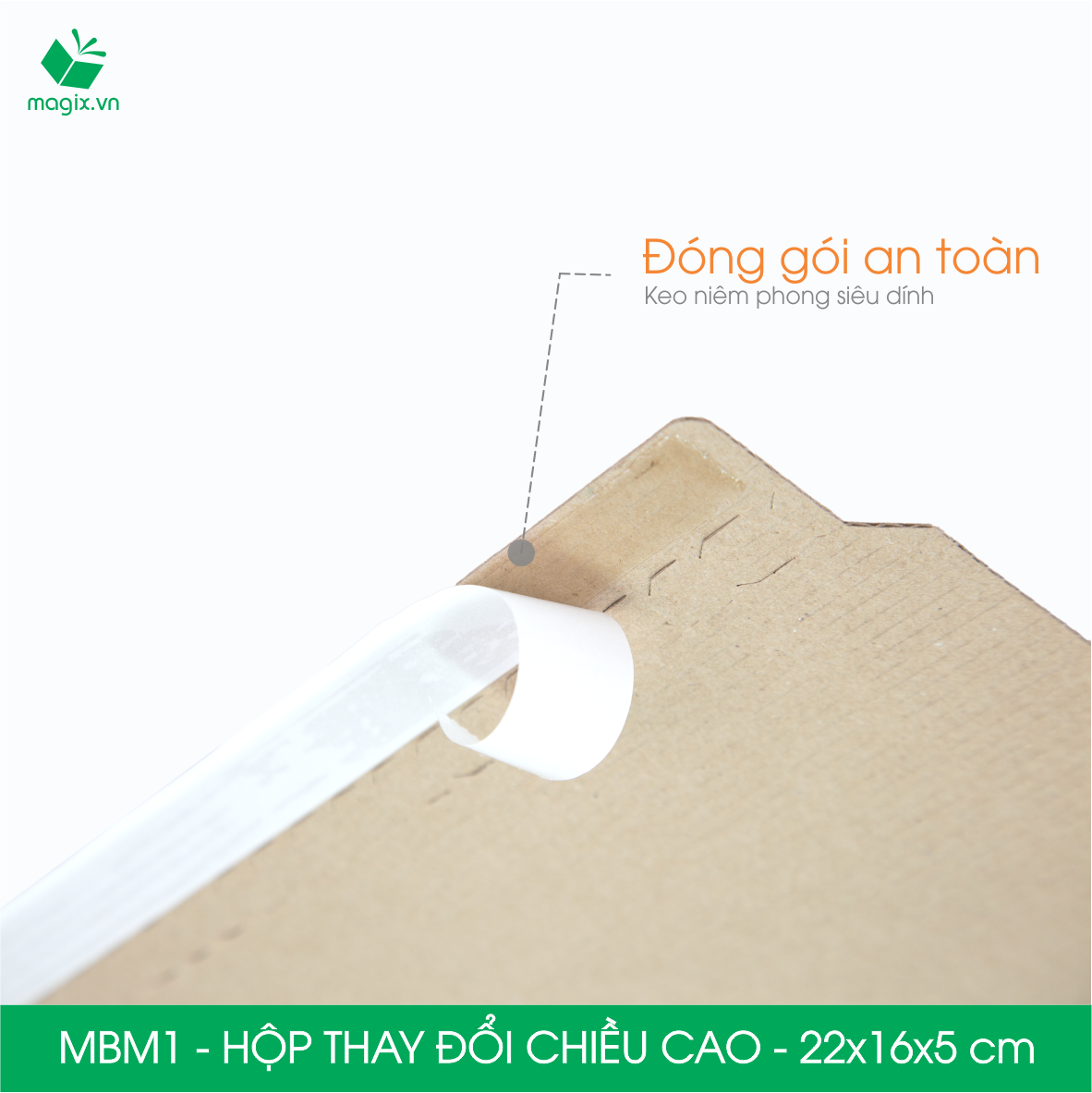 MBM1 - 22x16x5cm - Combo 60 Hộp carton thay đổi chiều cao - Thùng carton đóng hàng