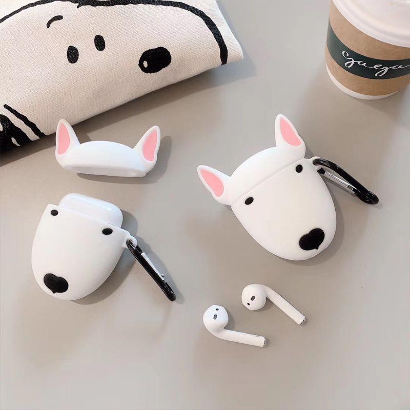 HSV Lovely White Dog Protective Case Silicone Cover Shell Protector for Airpods 1/2