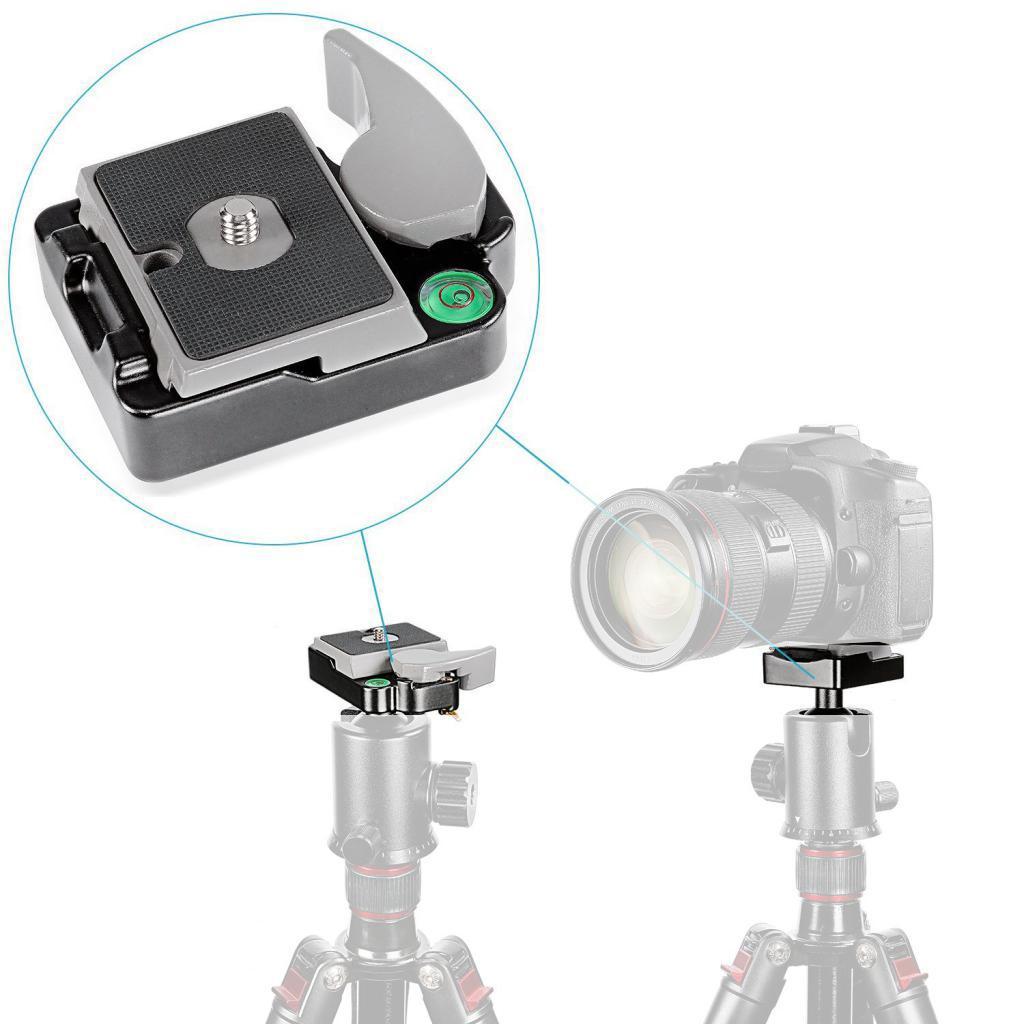 Universal Aluminum Alloy 1/4" Quick Release QR Plate Clamp,for DSLR Camera,with 1/4" to 3/8" Screw Adapter to Mount Tripod Monopod Ballhead