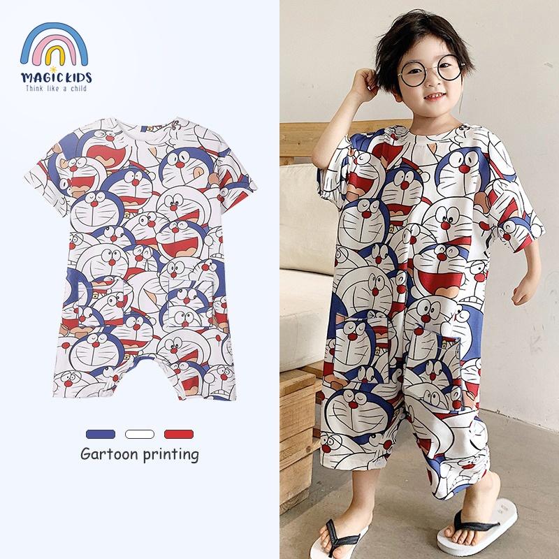 Bộ body ngủ liền thân cotton hoạt hình Magickids cho bé trai bé gái đồ ngủ trẻ em dáng rộng co giãn mềm mại BL21001