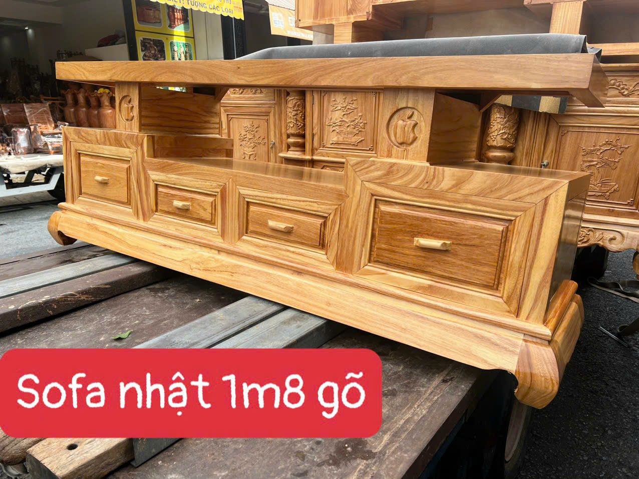 Kệ cóp tivi sofa nhật gỗ gõ đỏ-Ngang 1m6-1m8-2m